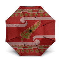 New Zealand Christmas Umbrella Meri Kirihimete Silver Fern Knit Style Green Color - Polynesian Pride