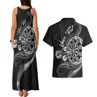 Personalised Niue Darts Masters Couples Matching Tank Maxi Dress and Hawaiian Shirt Tribal Hiapo Dartboard - Polynesian Pride
