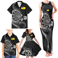 Personalised Niue Darts Masters Family Matching Tank Maxi Dress and Hawaiian Shirt Tribal Hiapo Dartboard - Polynesian Pride