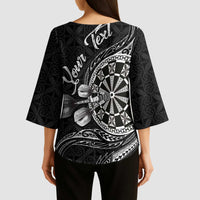 Personalised Niue Darts Masters Kimono Sleeve Blouse Tribal Hiapo Dartboard - Polynesian Pride