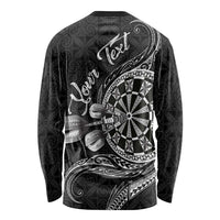 Personalised Niue Darts Masters Long Sleeve Shirt Tribal Hiapo Dartboard - Polynesian Pride