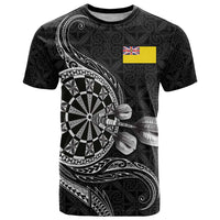 Personalised Niue Darts Masters T Shirt Tribal Hiapo Dartboard - Polynesian Pride