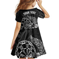 Personalised New Zealand Aotearoa Darts Masters Family Matching Mermaid Dress and Hawaiian Shirt Tribal Silver Fern and Ta Moko Dartboard - Polynesian Pride