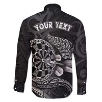 Personalised New Zealand Aotearoa Darts Masters Family Matching Puletasi and Hawaiian Shirt Tribal Silver Fern and Ta Moko Dartboard - Polynesian Pride