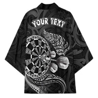 Personalised New Zealand Aotearoa Darts Masters Kimono Tribal Silver Fern and Ta Moko Dartboard - Polynesian Pride