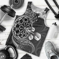 Personalised New Zealand Aotearoa Darts Masters Men Tank Top Tribal Silver Fern and Ta Moko Dartboard - Polynesian Pride