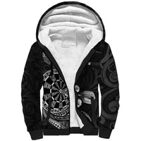 Personalised New Zealand Aotearoa Darts Masters Sherpa Hoodie Tribal Silver Fern and Ta Moko Dartboard - Polynesian Pride