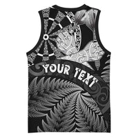 Personalised New Zealand Aotearoa Darts Masters Basketball Jersey Silver Fern and Maori Spirit - Polynesian Pride
