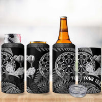 Personalised New Zealand Aotearoa Darts Masters 4 in 1 Can Cooler Tumbler Silver Fern and Maori Spirit - Polynesian Pride
