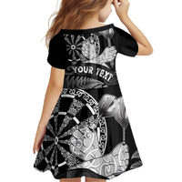 Personalised New Zealand Aotearoa Darts Masters Family Matching Long Sleeve Bodycon Dress and Hawaiian Shirt Silver Fern and Maori Spirit - Polynesian Pride