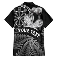Personalised New Zealand Aotearoa Darts Masters Family Matching Short Sleeve Bodycon Dress and Hawaiian Shirt Silver Fern and Maori Spirit - Polynesian Pride