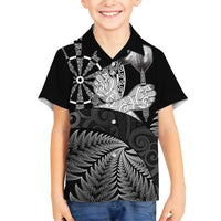Personalised New Zealand Aotearoa Darts Masters Family Matching Summer Maxi Dress and Hawaiian Shirt Silver Fern and Maori Spirit - Polynesian Pride