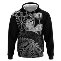 Personalised New Zealand Aotearoa Darts Masters Hoodie Silver Fern and Maori Spirit - Polynesian Pride