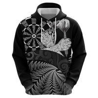 Personalised New Zealand Aotearoa Darts Masters Hoodie Silver Fern and Maori Spirit - Polynesian Pride