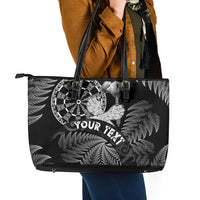 Personalised New Zealand Aotearoa Darts Masters Leather Tote Bag Silver Fern and Maori Spirit - Polynesian Pride