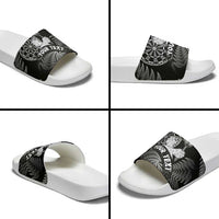 Personalised New Zealand Aotearoa Darts Masters Slide Sandals Silver Fern and Maori Spirit - Polynesian Pride