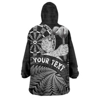 Personalised New Zealand Aotearoa Darts Masters Wearable Blanket Hoodie Silver Fern and Maori Spirit - Polynesian Pride