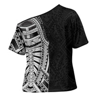 Traditional Polynesian Art Tattoos Cross Shoulder Shirt Black Color - Polynesian Pride