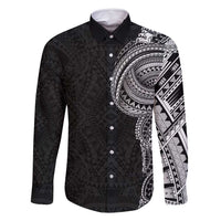 Traditional Polynesian Art Tattoos Family Matching Long Sleeve Bodycon Dress and Hawaiian Shirt Black Color - Polynesian Pride