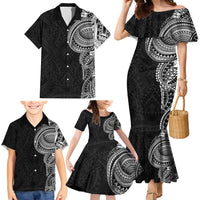 Traditional Polynesian Art Tattoos Family Matching Mermaid Dress and Hawaiian Shirt Black Color - Polynesian Pride