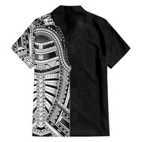 Traditional Polynesian Art Tattoos Family Matching Short Sleeve Bodycon Dress and Hawaiian Shirt Black Color - Polynesian Pride