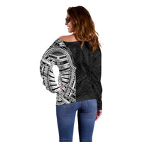 Traditional Polynesian Art Tattoos Off Shoulder Sweater Black Color - Polynesian Pride