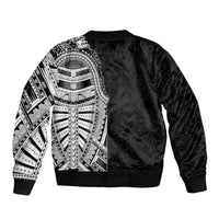 Traditional Polynesian Art Tattoos Sleeve Zip Bomber Jacket Black Color - Polynesian Pride