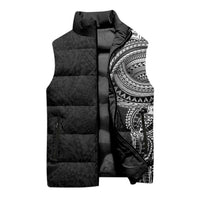 Traditional Polynesian Art Tattoos Sleeveless Puffer Jacket Black Color - Polynesian Pride