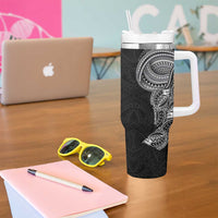 Traditional Polynesian Art Tattoos Tumbler With Handle Black Color - Polynesian Pride