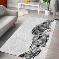 Traditional Polynesian Art Tattoos Area Rug White Color - Polynesian Pride