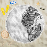 Traditional Polynesian Art Tattoos Beach Blanket White Color - Polynesian Pride