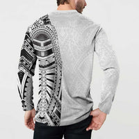 Traditional Polynesian Art Tattoos Button Sweatshirt White Color - Polynesian Pride