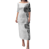 Traditional Polynesian Art Tattoos Family Matching Puletasi and Hawaiian Shirt White Color - Polynesian Pride