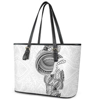 Traditional Polynesian Art Tattoos Leather Tote Bag White Color - Polynesian Pride