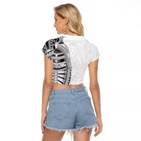 Traditional Polynesian Art Tattoos Raglan Cropped T Shirt White Color - Polynesian Pride