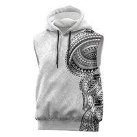 Traditional Polynesian Art Tattoos Sleeveless Hoodie White Color - Polynesian Pride