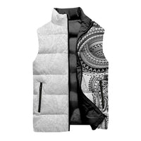 Traditional Polynesian Art Tattoos Sleeveless Puffer Jacket White Color - Polynesian Pride