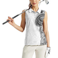 Traditional Polynesian Art Tattoos Women Sleeveless Polo Shirt White Color - Polynesian Pride