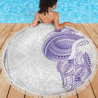 Traditional Polynesian Art Tattoos Beach Blanket Purple Color - Polynesian Pride
