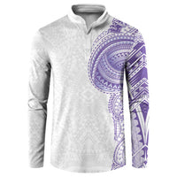 Traditional Polynesian Art Tattoos Button Sweatshirt Purple Color - Polynesian Pride