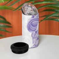 Traditional Polynesian Art Tattoos 4 in 1 Can Cooler Tumbler Purple Color - Polynesian Pride
