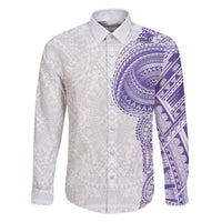 Traditional Polynesian Art Tattoos Family Matching Summer Maxi Dress and Hawaiian Shirt Purple Color - Polynesian Pride