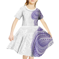 Traditional Polynesian Art Tattoos Kid Short Sleeve Dress Purple Color - Polynesian Pride