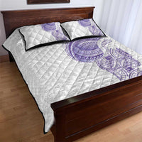 Traditional Polynesian Art Tattoos Quilt Bed Set Purple Color - Polynesian Pride