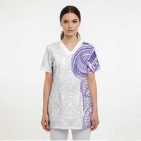 Traditional Polynesian Art Tattoos Scrub Top Purple Color - Polynesian Pride