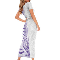 Traditional Polynesian Art Tattoos Short Sleeve Bodycon Dress Purple Color - Polynesian Pride
