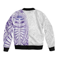 Traditional Polynesian Art Tattoos Sleeve Zip Bomber Jacket Purple Color - Polynesian Pride