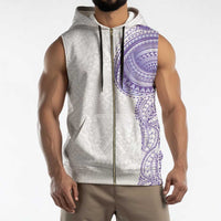 Traditional Polynesian Art Tattoos Sleeveless Zip Hoodie Purple Color - Polynesian Pride