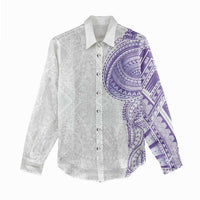Traditional Polynesian Art Tattoos Women Casual Shirt Purple Color - Polynesian Pride