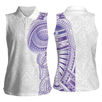 Traditional Polynesian Art Tattoos Women Sleeveless Polo Shirt Purple Color - Polynesian Pride